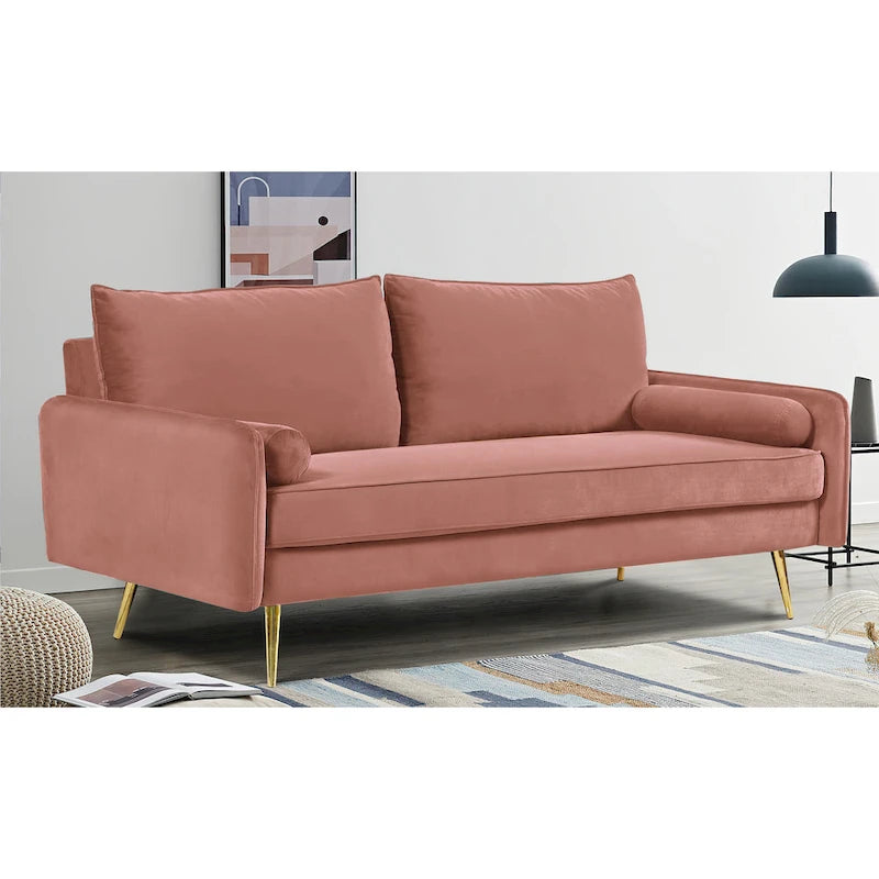Canapé Villeda 70W en polyester à accoudoirs carrés