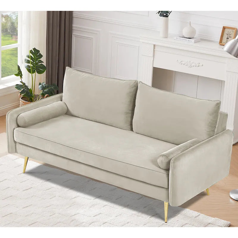 Canapé Villeda 70W en polyester à accoudoirs carrés