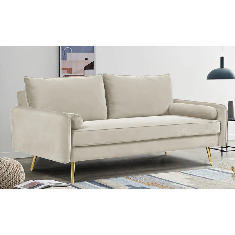 Canapé Villeda 70W en polyester à accoudoirs carrés
