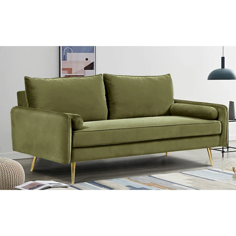 Canapé Villeda 70W en polyester à accoudoirs carrés