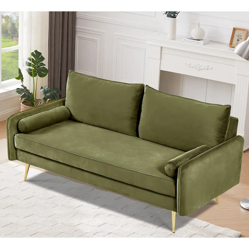 Canapé Villeda 70W en polyester à accoudoirs carrés