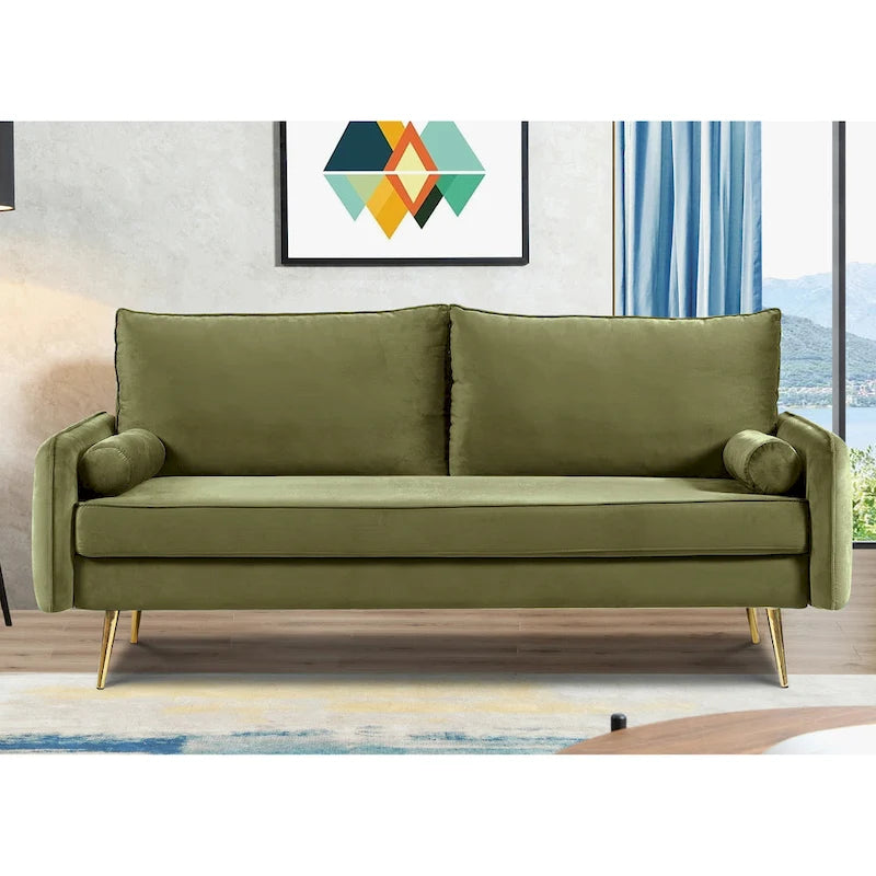 Canapé Villeda 70W en polyester à accoudoirs carrés
