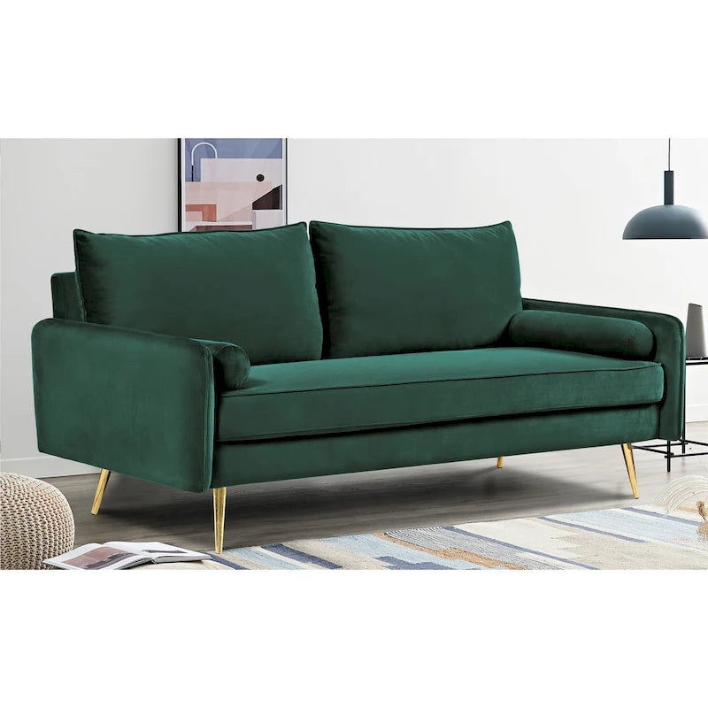 Canapé Villeda 70W en polyester à accoudoirs carrés