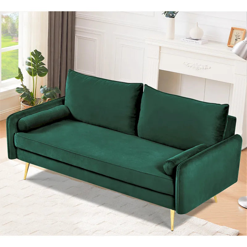 Canapé Villeda 70W en polyester à accoudoirs carrés