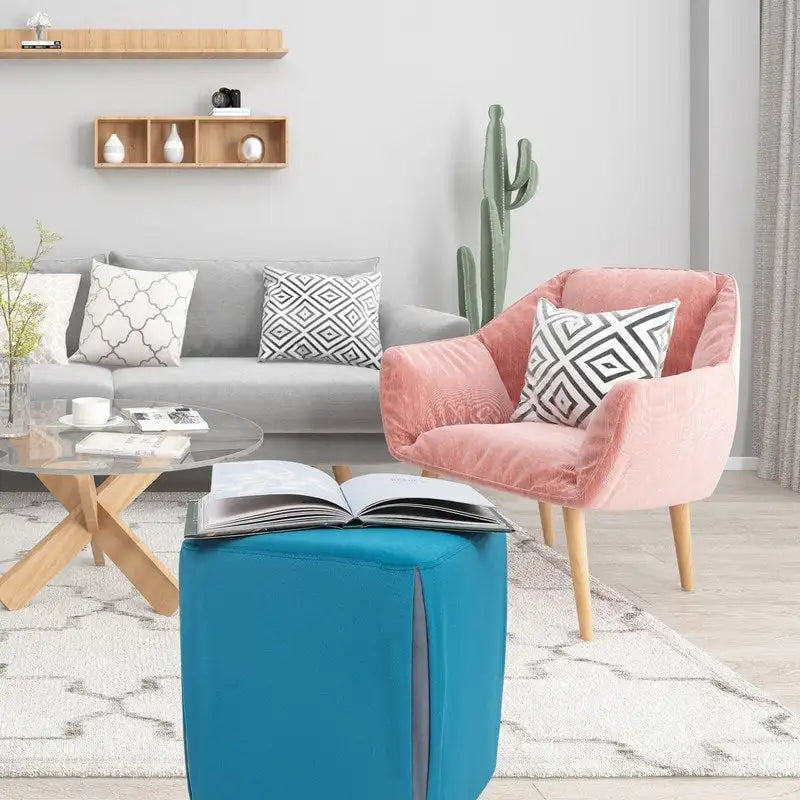 Tabouret repose-pieds ottoman Adeco 14 petit modèle - Tabouret ottoman en velours