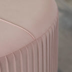 Tabouret ottoman rond en velours surélevé avec piètement doré en forme d'épingle à cheveux