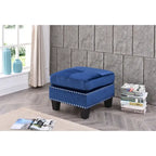 Pouf en velours capitonné Meharrize de Copper Grove