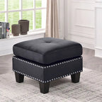 Pouf en velours capitonné Meharrize de Copper Grove