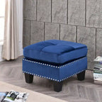 Pouf en velours capitonné Meharrize de Copper Grove