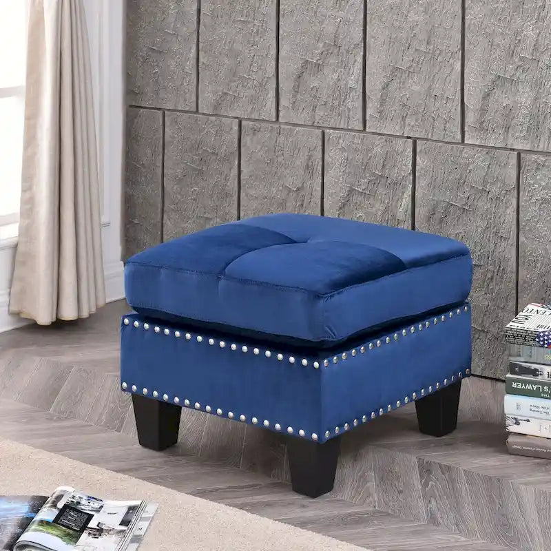 Pouf en velours capitonné Meharrize de Copper Grove
