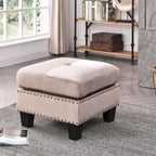 Pouf en velours capitonné Meharrize de Copper Grove