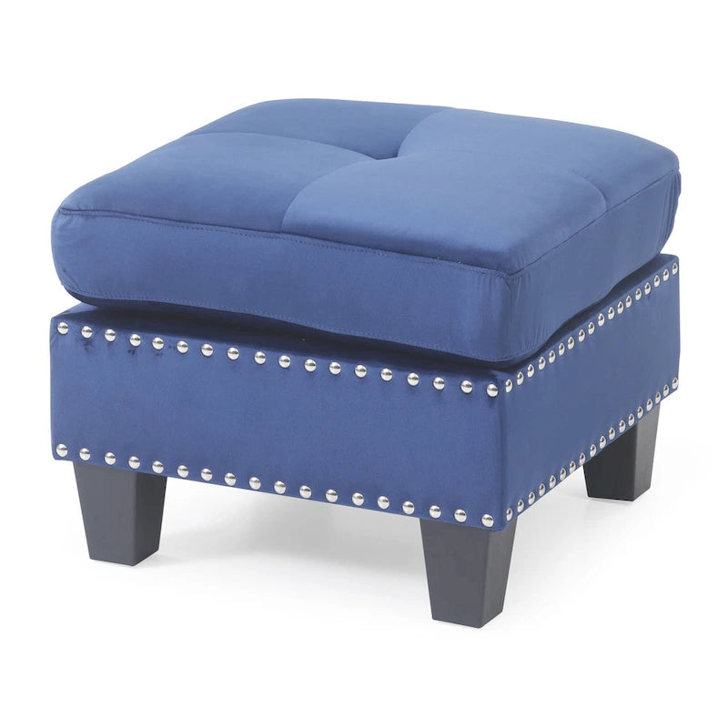 Pouf en velours capitonné Meharrize de Copper Grove