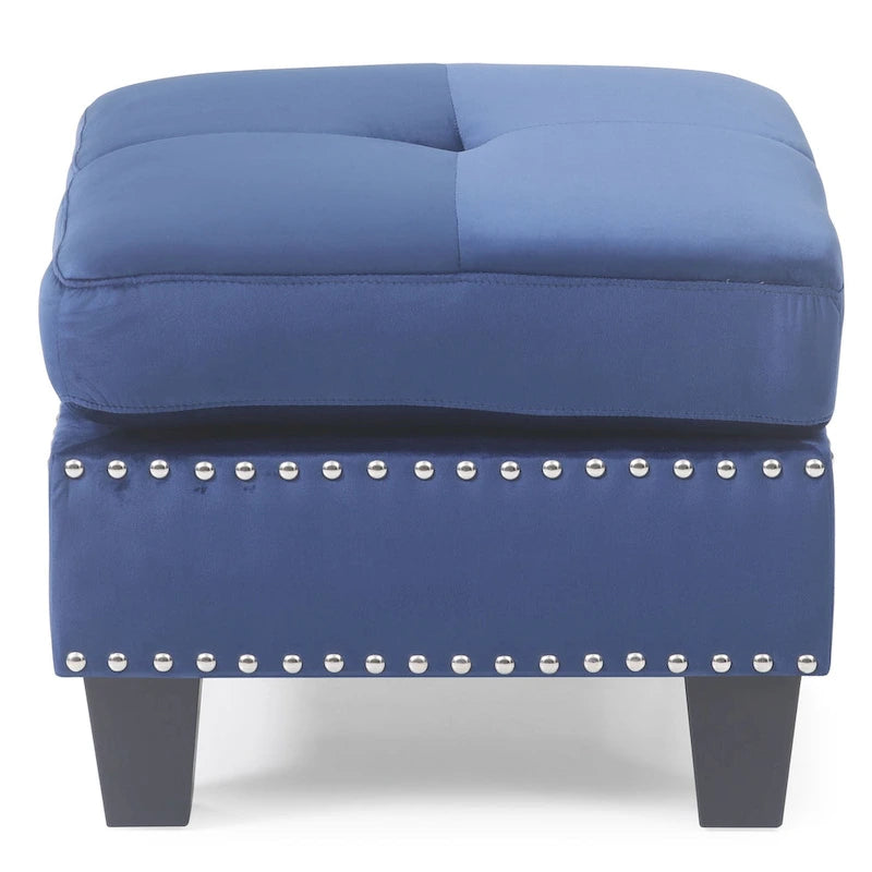 Pouf en velours capitonné Meharrize de Copper Grove