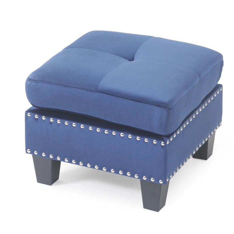 Pouf en velours capitonné Meharrize de Copper Grove