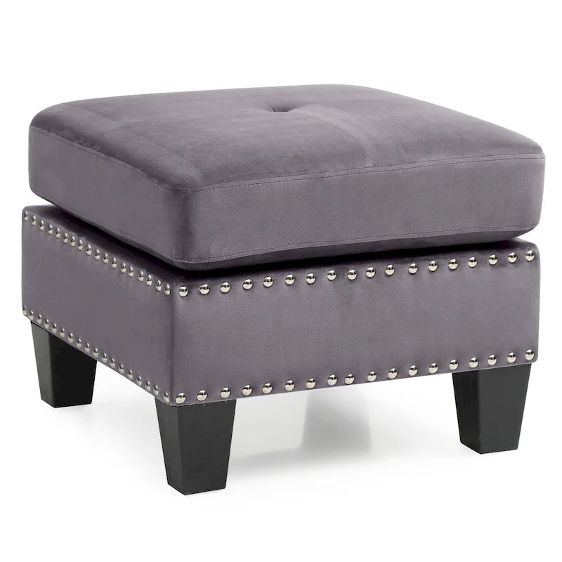 Pouf en velours capitonné Meharrize de Copper Grove