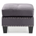 Pouf en velours capitonné Meharrize de Copper Grove