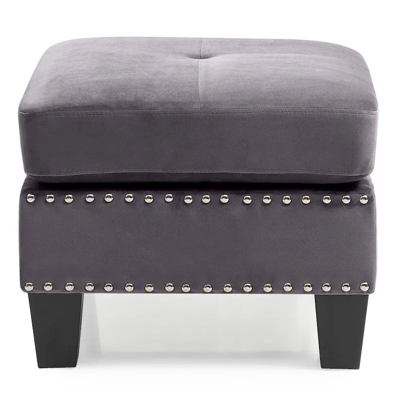 Pouf en velours capitonné Meharrize de Copper Grove
