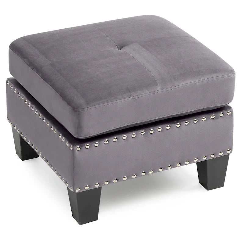 Pouf en velours capitonné Meharrize de Copper Grove