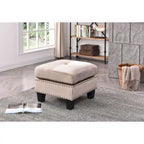 Pouf en velours capitonné Meharrize de Copper Grove