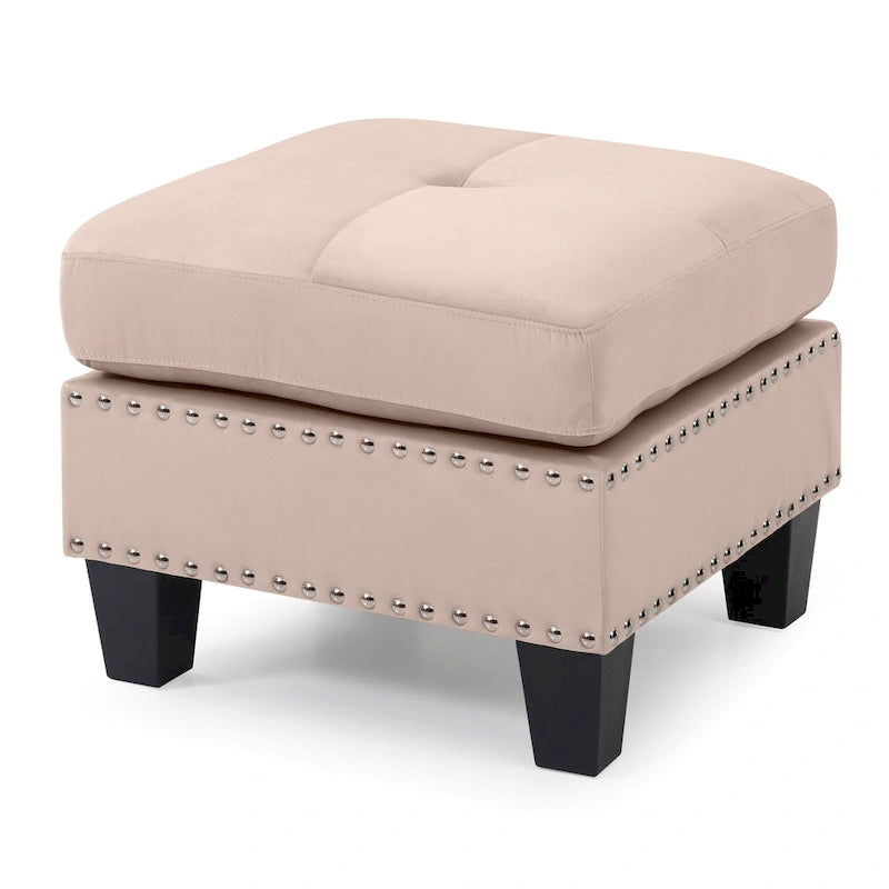 Pouf en velours capitonné Meharrize de Copper Grove