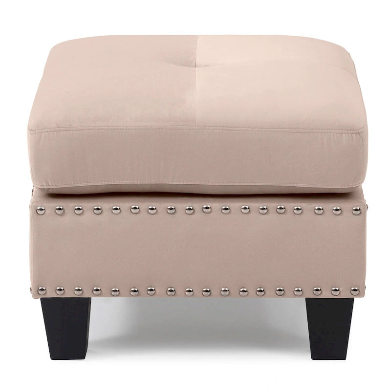 Pouf en velours capitonné Meharrize de Copper Grove