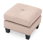 Pouf en velours capitonné Meharrize de Copper Grove