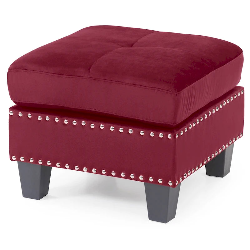 Pouf en velours capitonné Meharrize de Copper Grove
