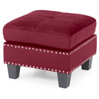 Pouf en velours capitonné Meharrize de Copper Grove