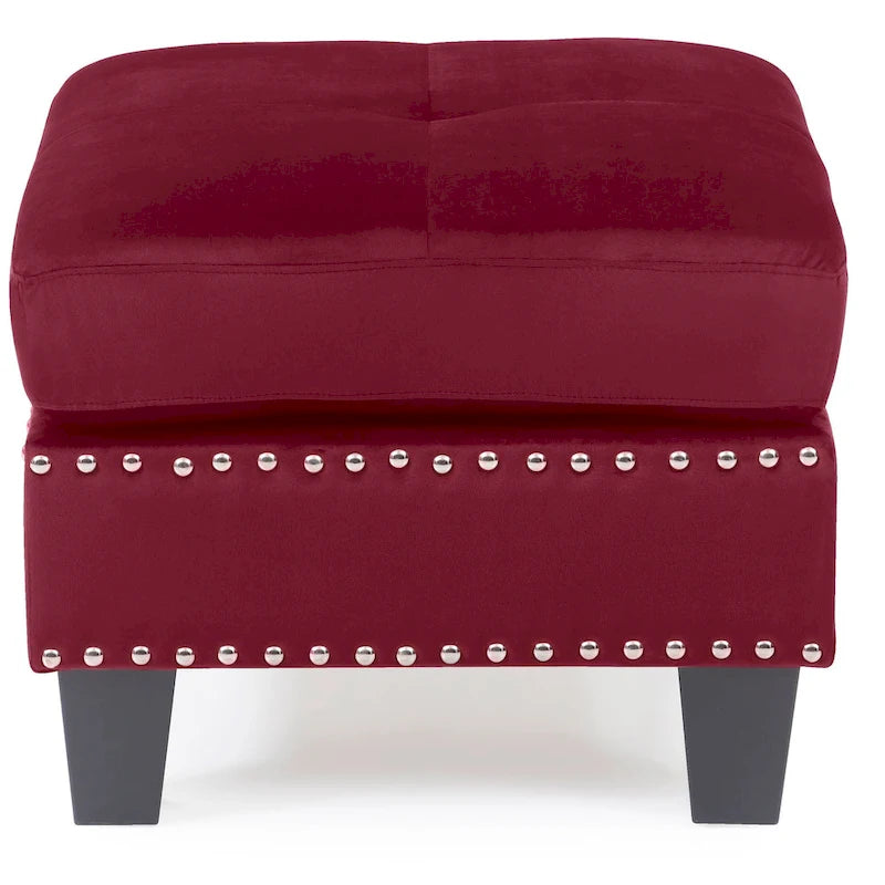 Pouf en velours capitonné Meharrize de Copper Grove