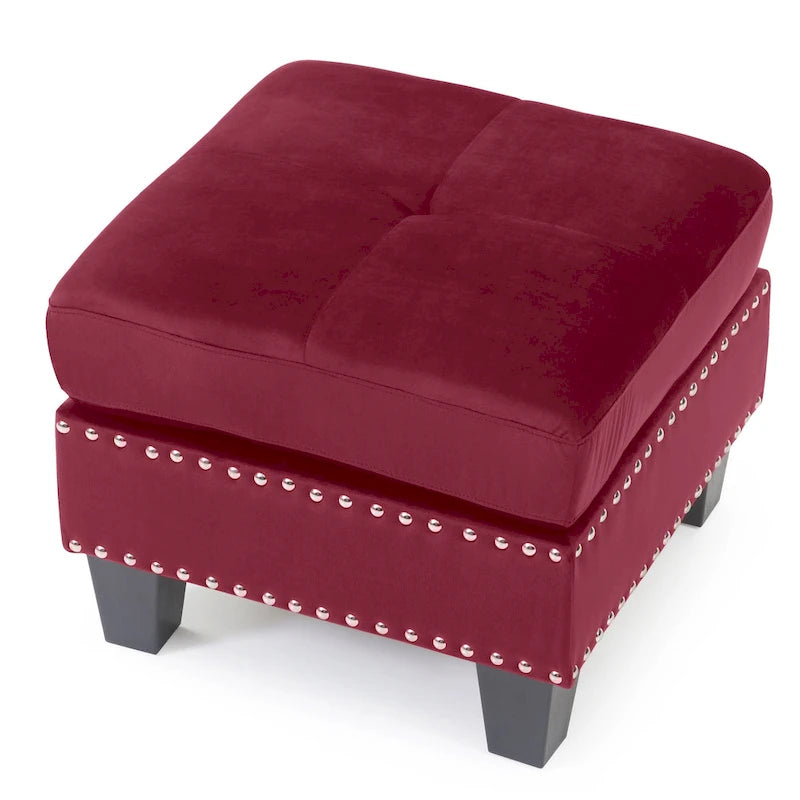 Pouf en velours capitonné Meharrize de Copper Grove