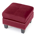 Pouf en velours capitonné Meharrize de Copper Grove
