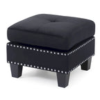 Pouf en velours capitonné Meharrize de Copper Grove