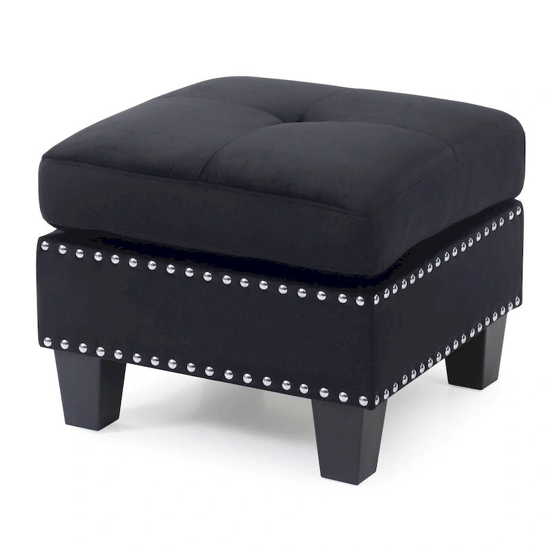 Pouf en velours capitonné Meharrize de Copper Grove
