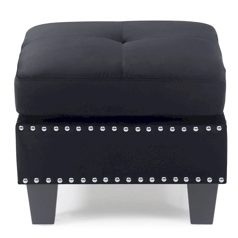 Pouf en velours capitonné Meharrize de Copper Grove