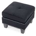 Pouf en velours capitonné Meharrize de Copper Grove