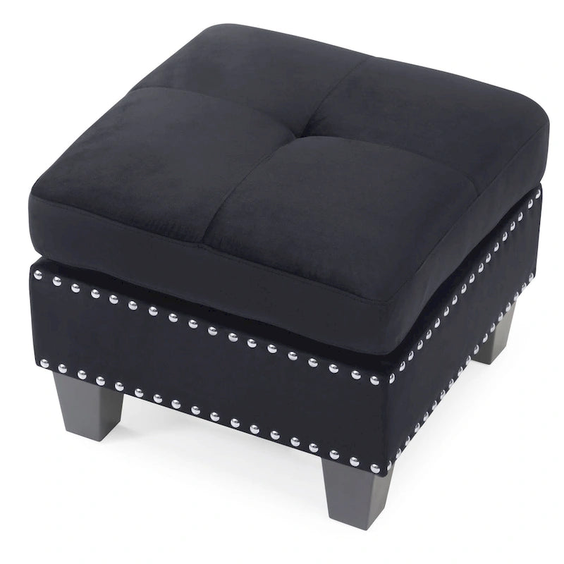 Pouf en velours capitonné Meharrize de Copper Grove