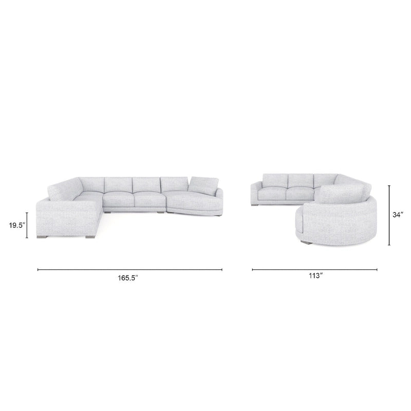 Canapé d'angle modulaire Laguna 165,5 avec méridienne
