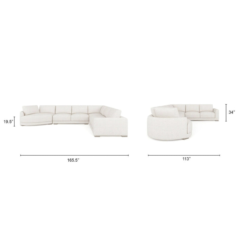 Canapé d'angle modulaire Laguna 165,5 avec méridienne
