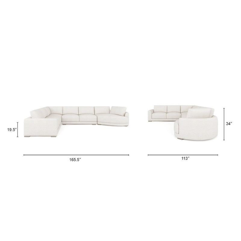Canapé d'angle modulaire Laguna 165,5 avec méridienne
