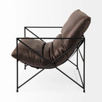 Fauteuil d'appoint Leonidas en similicuir noir avec structure en métal noir