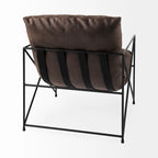 Fauteuil d'appoint Leonidas en similicuir noir avec structure en métal noir