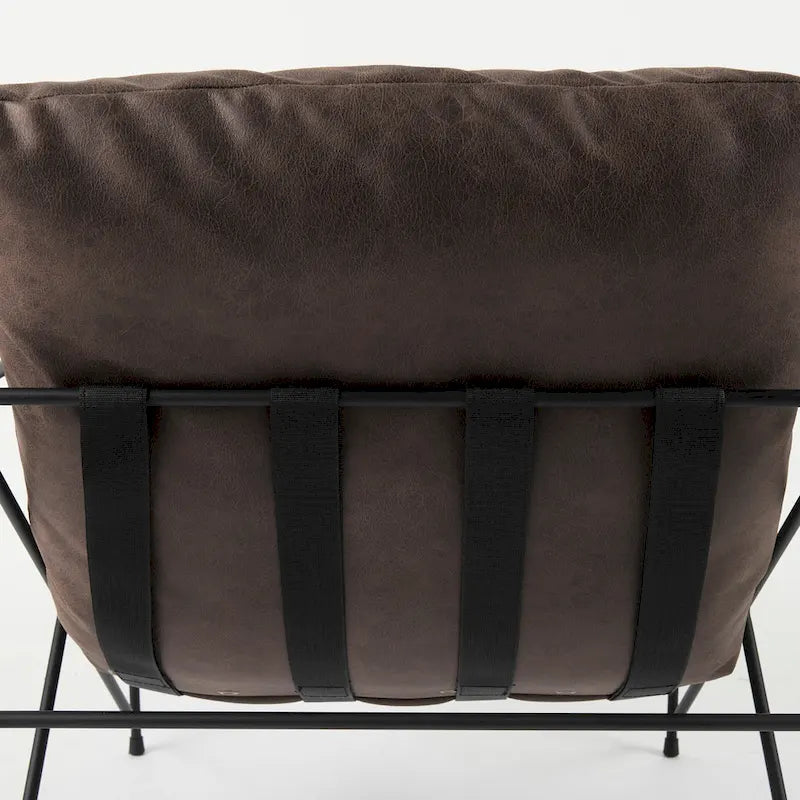Fauteuil d'appoint Leonidas en similicuir noir avec structure en métal noir