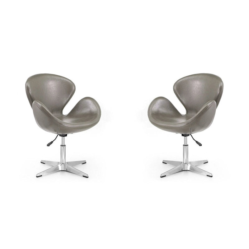 Fauteuil pivotant réglable chromé Manhattan Comfort (lot de 2)