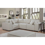 Canapé d'angle modulable avec pouf