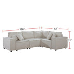 Canapé d'angle modulable avec pouf