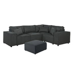 Canapé d'angle modulable avec pouf