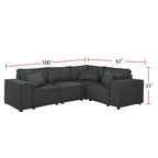 Canapé d'angle modulable avec pouf