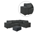 Canapé d'angle modulable avec pouf