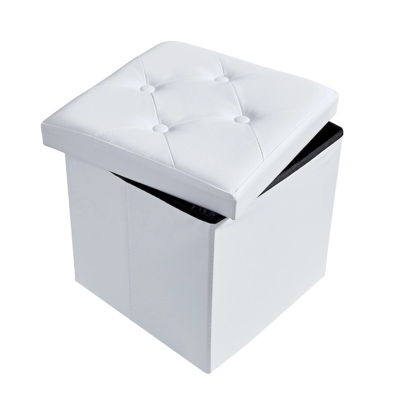 Pouf de rangement pliable, repose-pieds, pouf en cuir capitonné, petit pouf cube pour salon, chambre ou dortoir
