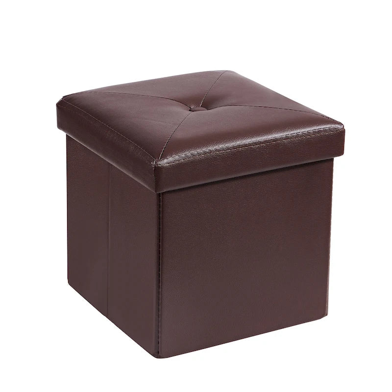Pouf de rangement pliable, repose-pieds, pouf en cuir capitonné, petit pouf cube pour salon, chambre ou dortoir